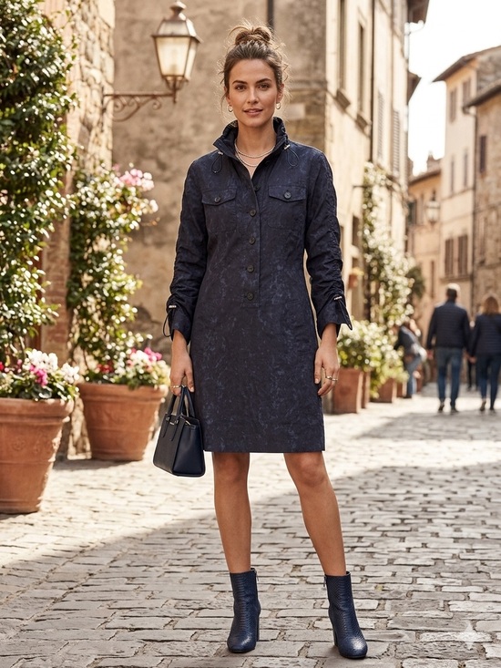 Michael Kors Dresses & Skirts - Michael Kors Navy Camo Scrunch Cinch Sleeve Shirt Dress
